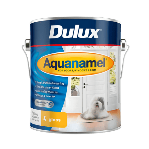 Dulux Aquanamel High Gloss Enamel Paint 2L White Water-Based Acrylic