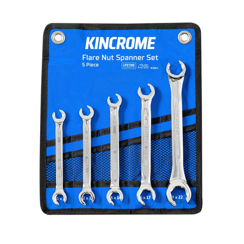 Kincrome 5 Piece Metric Flare Nut Spanner Set - Chrome Vanadium Steel - 76mm x 244mm - Lightweight Design - SuperSaverAU - view 1