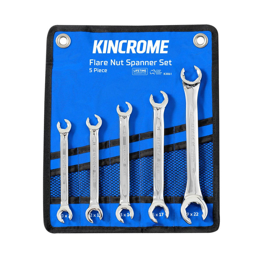 Kincrome 5 Piece Metric Flare Nut Spanner Set - Chrome Vanadium Steel - 76mm x 244mm - Lightweight Design - SuperSaverAU - view 1