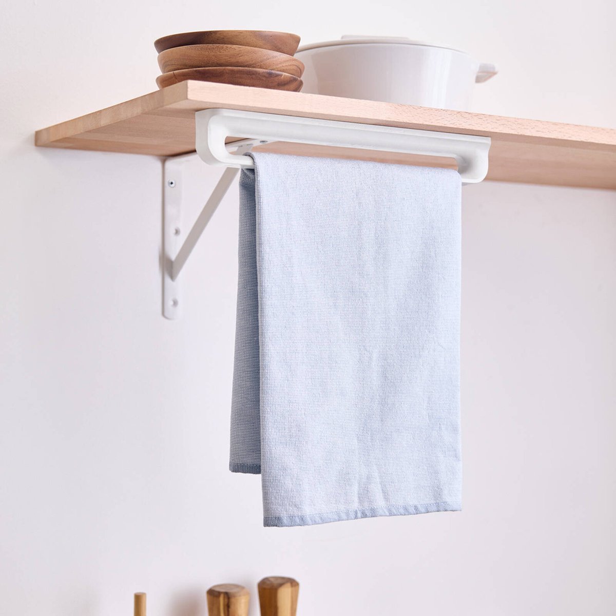 EzyStorage Kitchen Tea Towel Holder - 350mm - Matte White - Easy Installation - SuperSaverAU - view 4