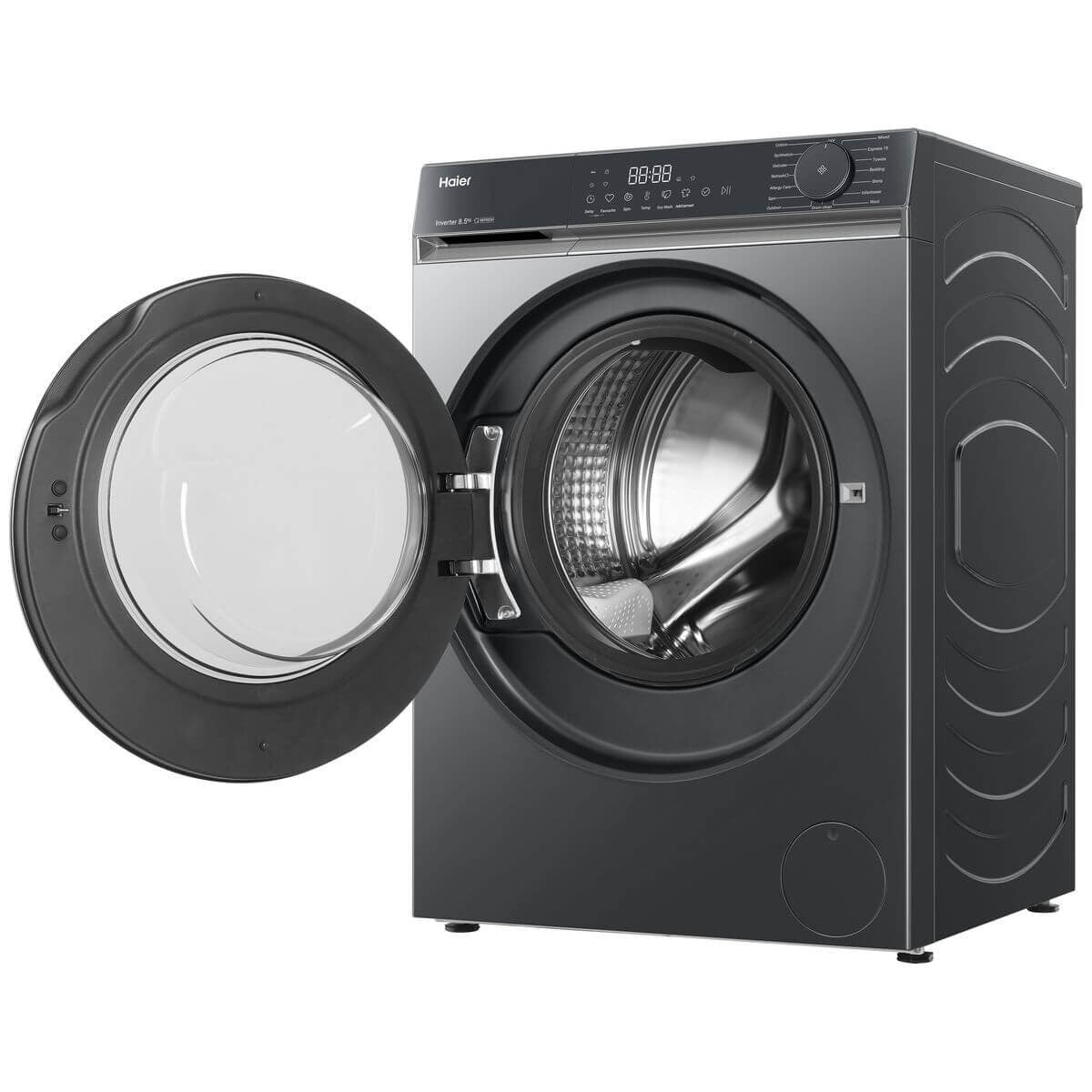 Haier 8.5kg Front Loader - Dark Grey, Express 15 Cycle, Steam Refresh, 5 Star Energy - HWF85KB1