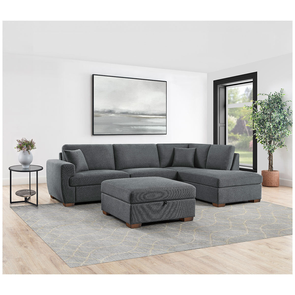 Thomasville Fabric Sectional With Storage Ottoman 3 Piece - SuperSaverAU - view 9