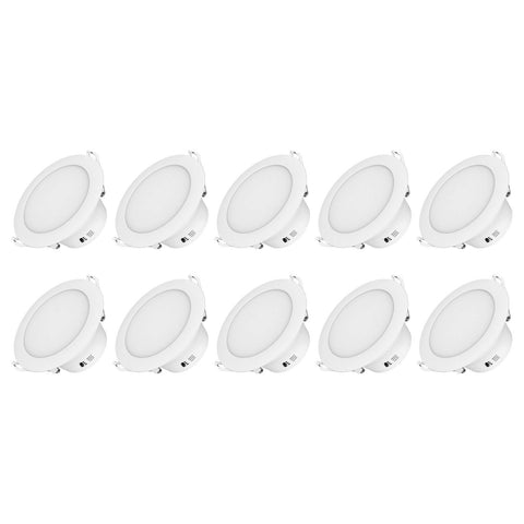 Arlec 9W 92mm Tri-Colour Dimmable LED Downlight, Flushed Lens, White 10 Pack ALD295P10