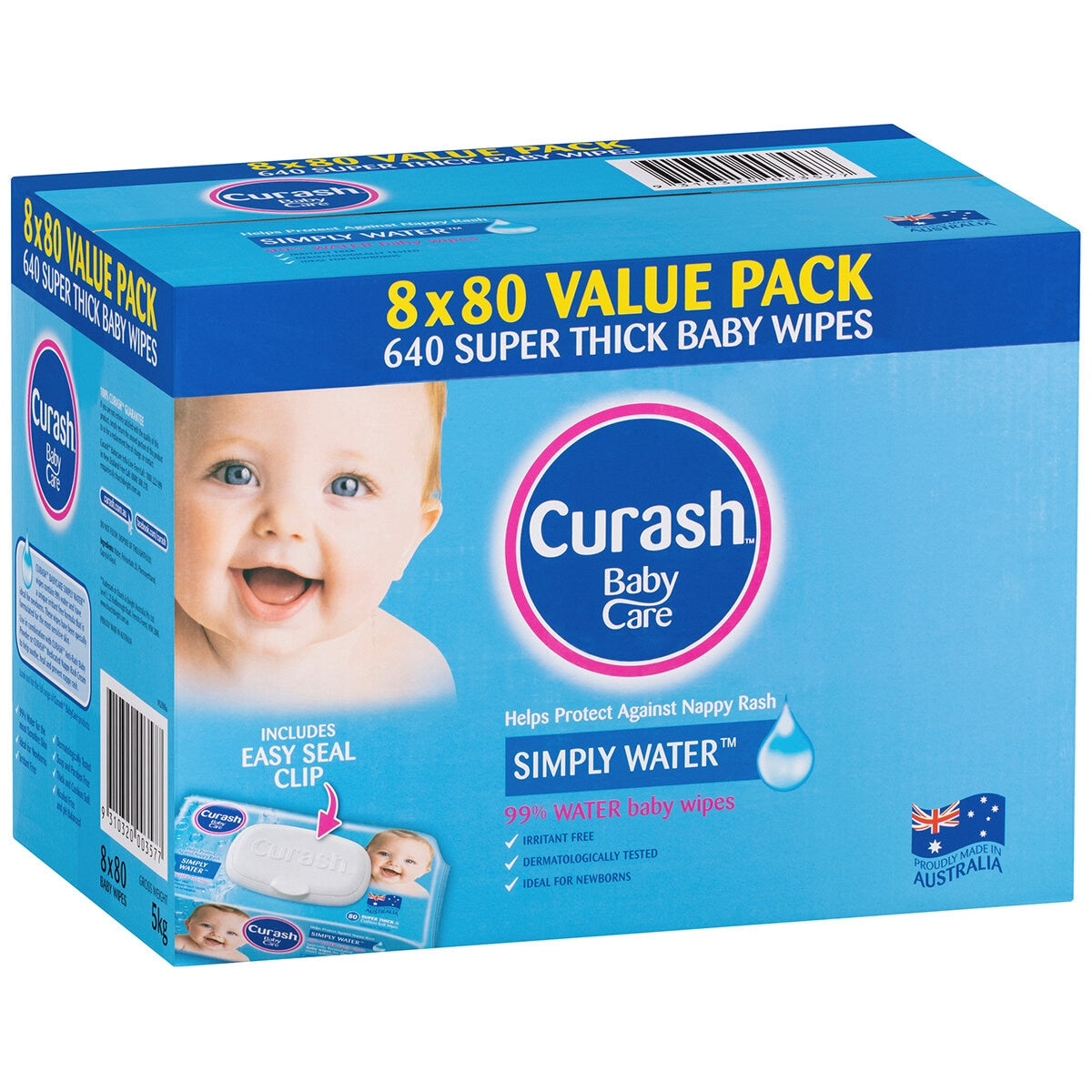 Curash Simply Water Wipes 640 Count - SuperSaverAU - view 1