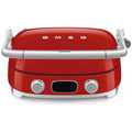 Smeg 50s Style Countertop Multifunctional Grill - Red, 2000W, Ceramic Plates, Drip Tray - MGF01RDAU