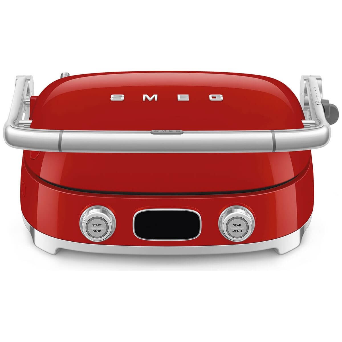 Smeg 50s Style Countertop Multifunctional Grill - Red, 2000W, Ceramic Plates, Drip Tray - MGF01RDAU