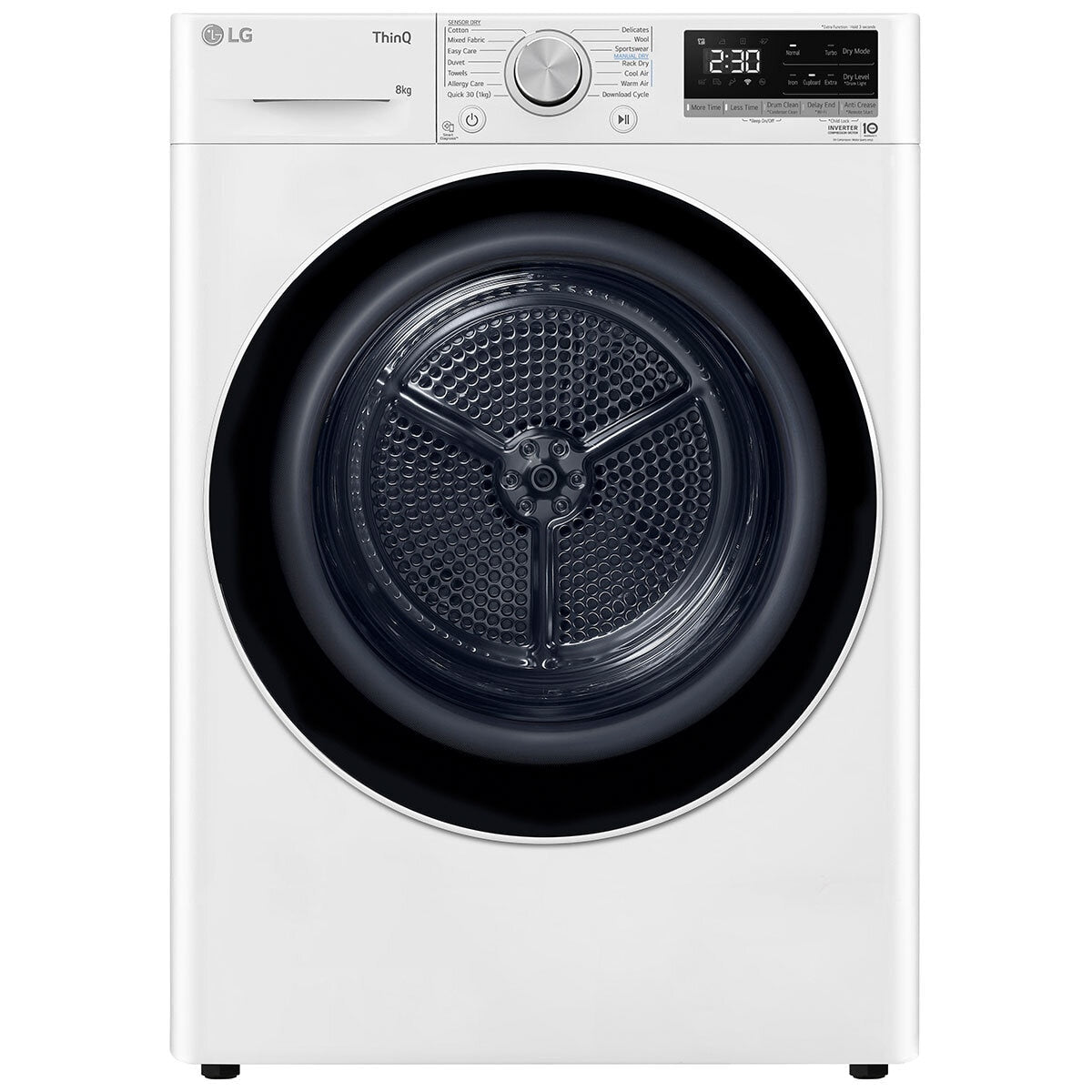 LG 8kg Heat Pump Dryer DVH5-08W White - Finish: White, Energy-Efficient Drying - SuperSaverAU - view 1
