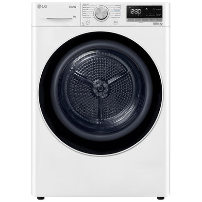 LG 8kg Heat Pump Dryer DVH5-08W White - Finish: White, Energy-Efficient Drying