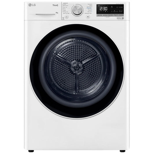 LG 8kg Heat Pump Dryer DVH5-08W White - Finish: White, Energy-Efficient Drying