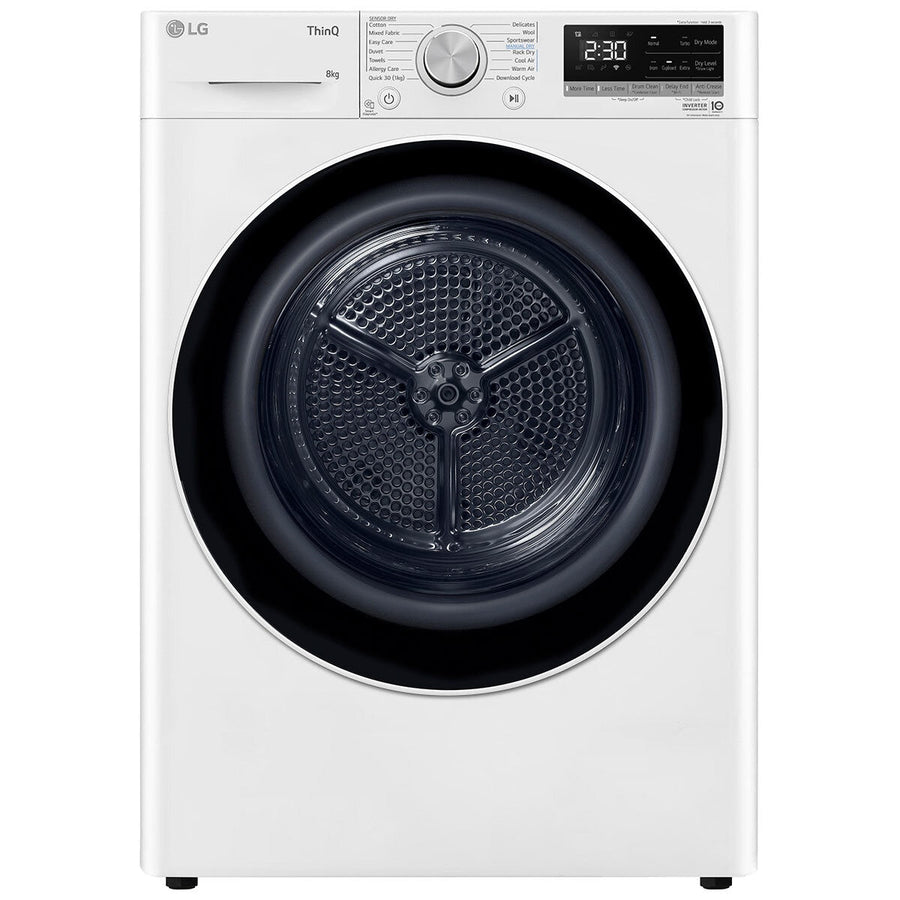 LG 8kg Heat Pump Dryer DVH5-08W White - Finish: White, Energy-Efficient Drying - SuperSaverAU - view 1