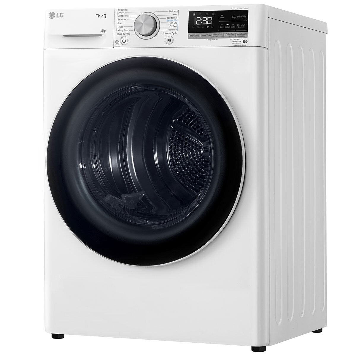 LG 8kg Heat Pump Dryer DVH5-08W White - Finish: White, Energy-Efficient Drying