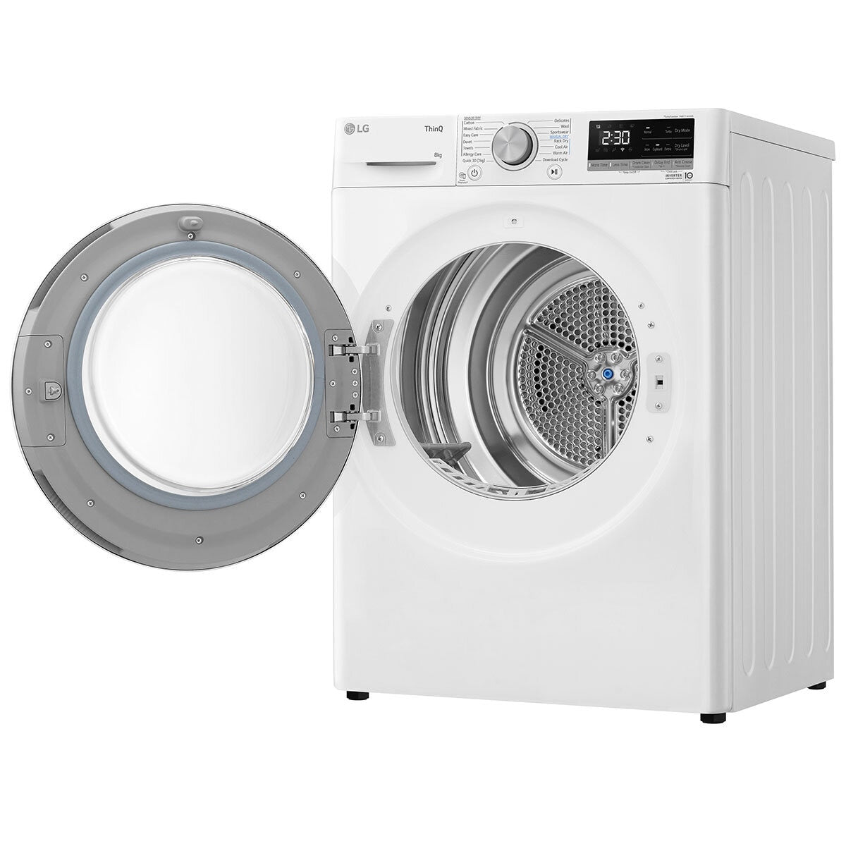 LG 8kg Heat Pump Dryer DVH5-08W White - Finish: White, Energy-Efficient Drying