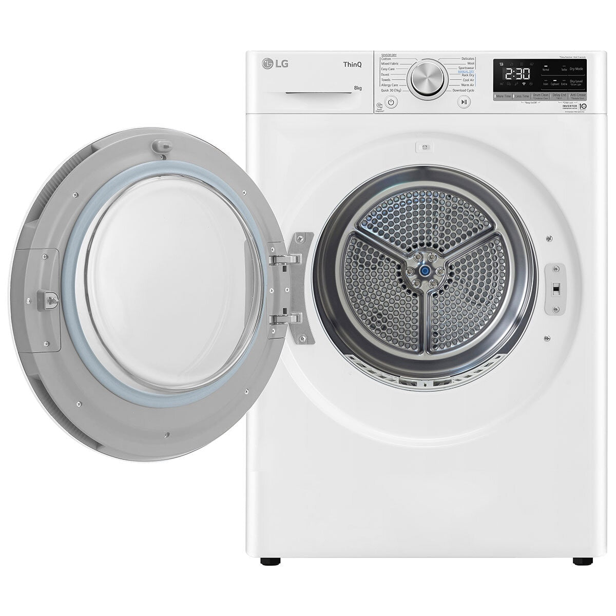 LG 8kg Heat Pump Dryer DVH5-08W White - Finish: White, Energy-Efficient Drying