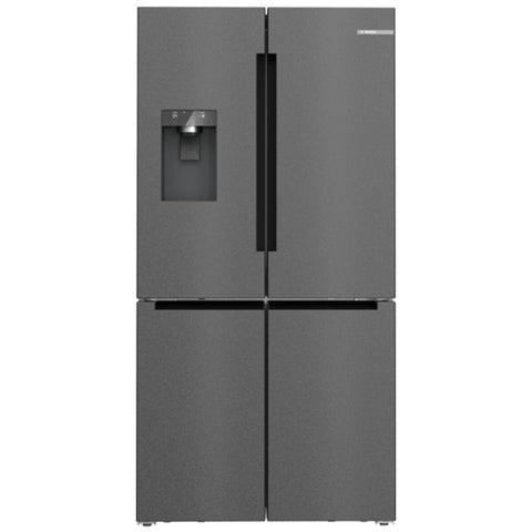 Bosch Series 6 574L French Door Fridge - Non-Plumbed Ice and Water, Brushed Black Steel - KFI96AXEAA