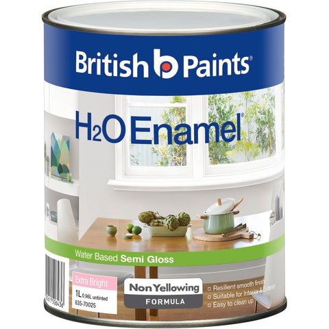 British Paints H2O Enamel Semi Gloss - 1L - Water Based - Extra Bright - SuperSaverAU - view 1