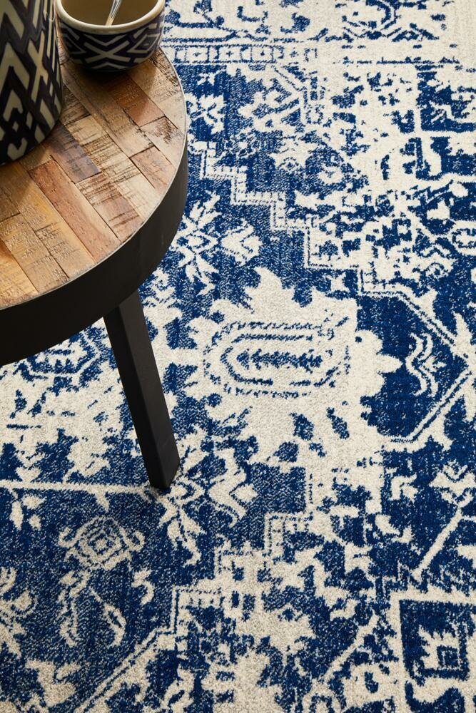 Rug Culture Evoke Large Power Loomed Rug 290x200cm - White Navy Polypropylene - Jute Weft - EVO253WNAV290X200