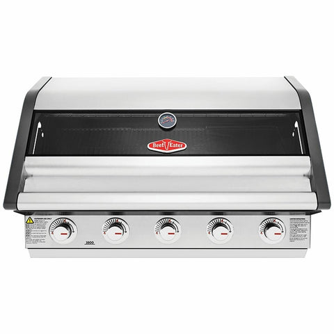 Beefeater 1600 Series 5 Burner Built-In LPG BBQ - Stainless Steel, Rollback Hood, Quartz Ignition - BBG1650SA