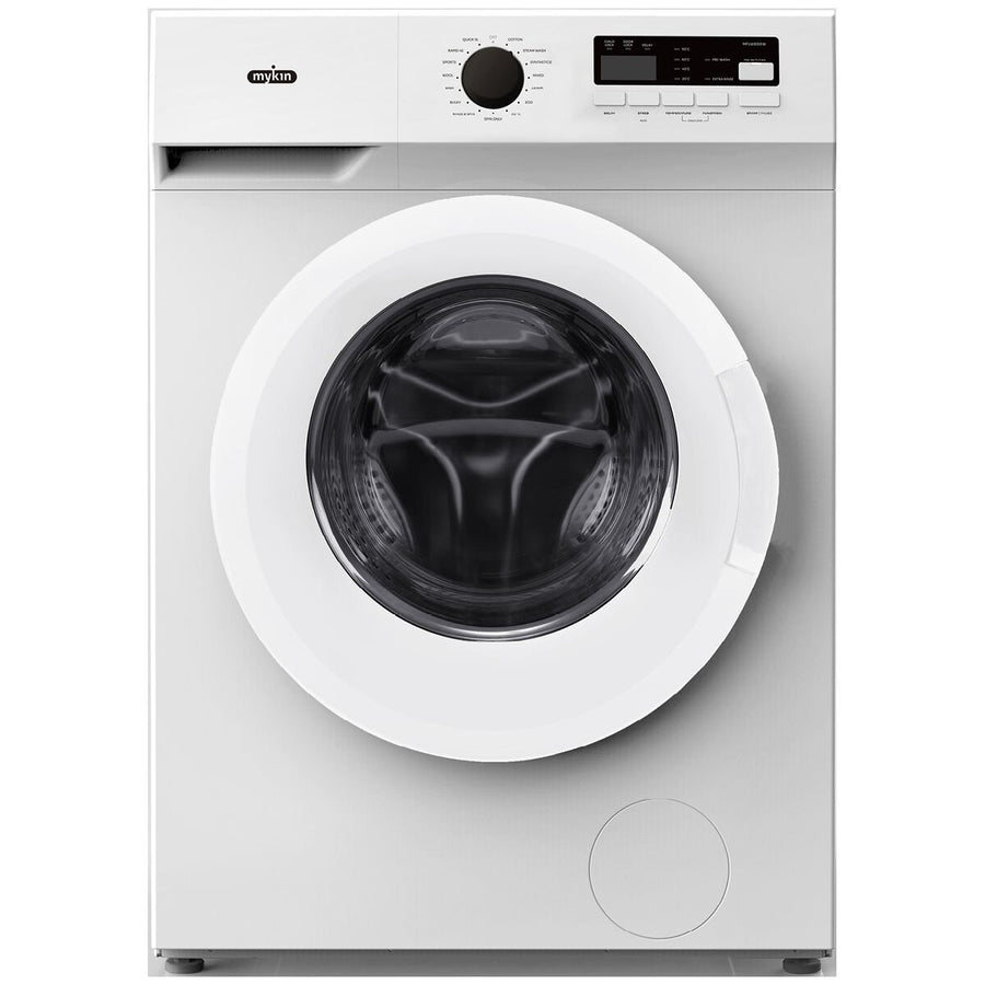 Mykin 8kg Front Load Washing Machine - White, 1400rpm Spin, 15 Programs - MFLW800W