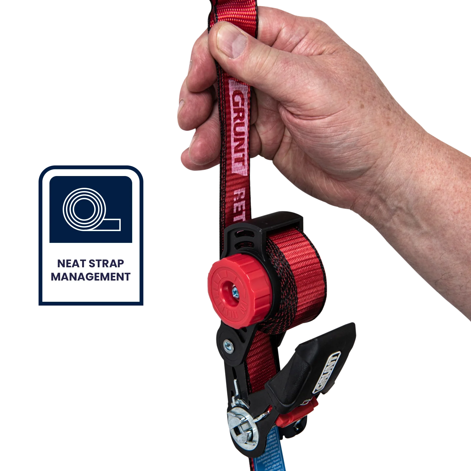 Grunt 25mm x 3.5m Polyester Retractable Tie Down Ratchet - 2 Pack