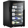 Little Cave 22 Bottle Label View Single Zone Compressor Wine Fridge - Black, UV-Resistant Door - LCLV22SB