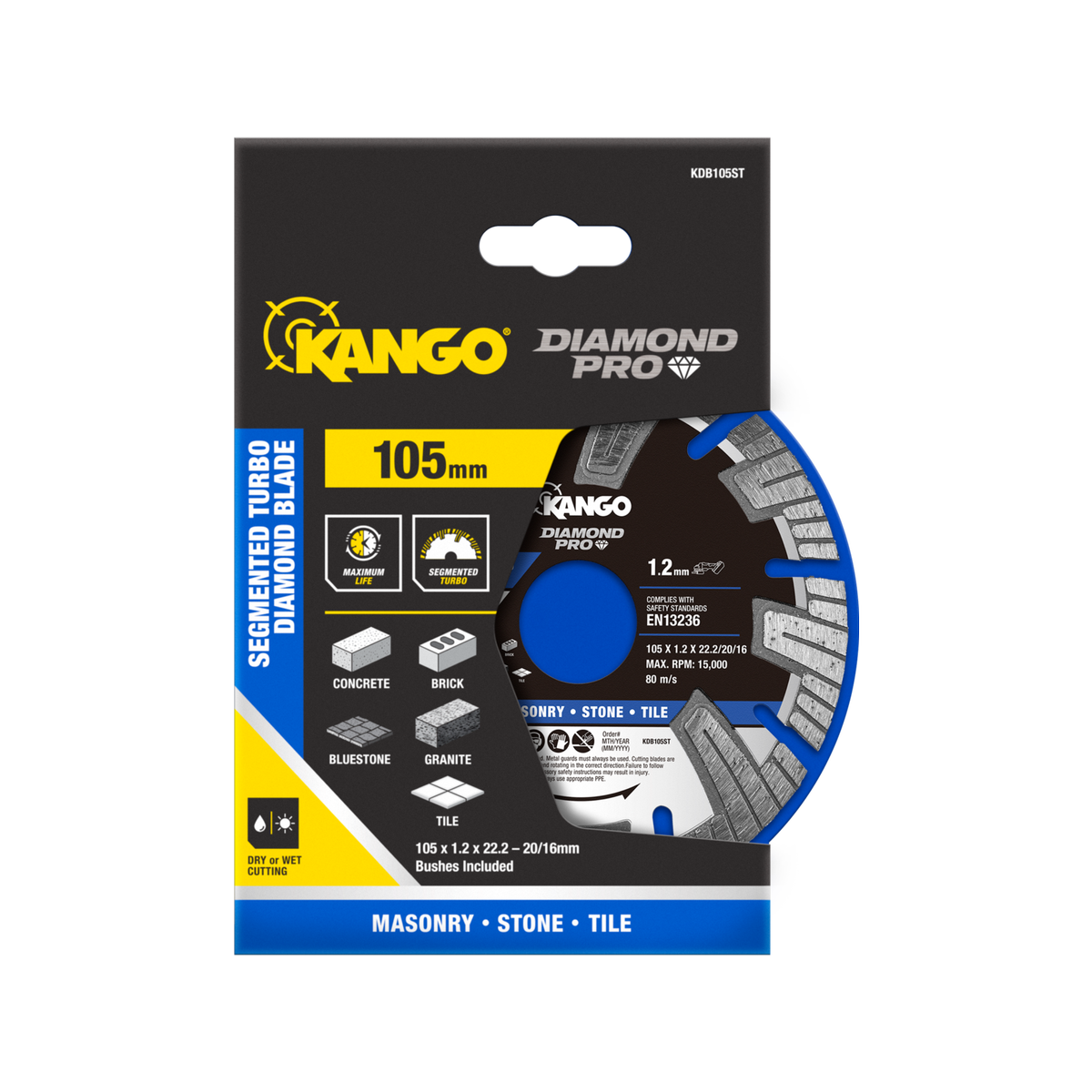 Kango Diamond Saw Blade - 105mm - Turbo Segmented - Dry Cutting - SuperSaverAU - view 1