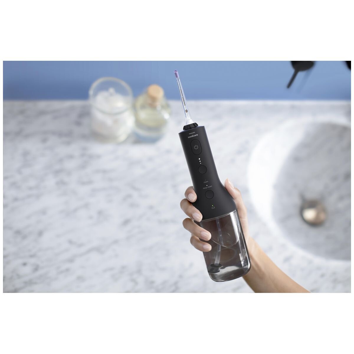 Philips Sonicare Cordless Power Flosser - Black, QuadStream Nozzle, Pulse Wave, Travel Bag - HX3826-33