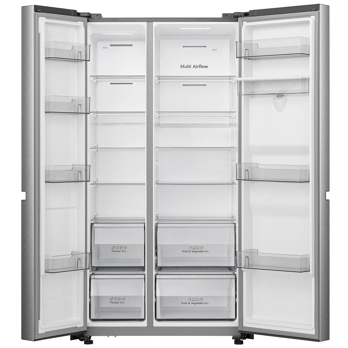 Hisense 649L Side by Side Fridge - Stainless Steel, Non-Plumbed Water Dispenser, ConnectLife App - HRSBS649SW
