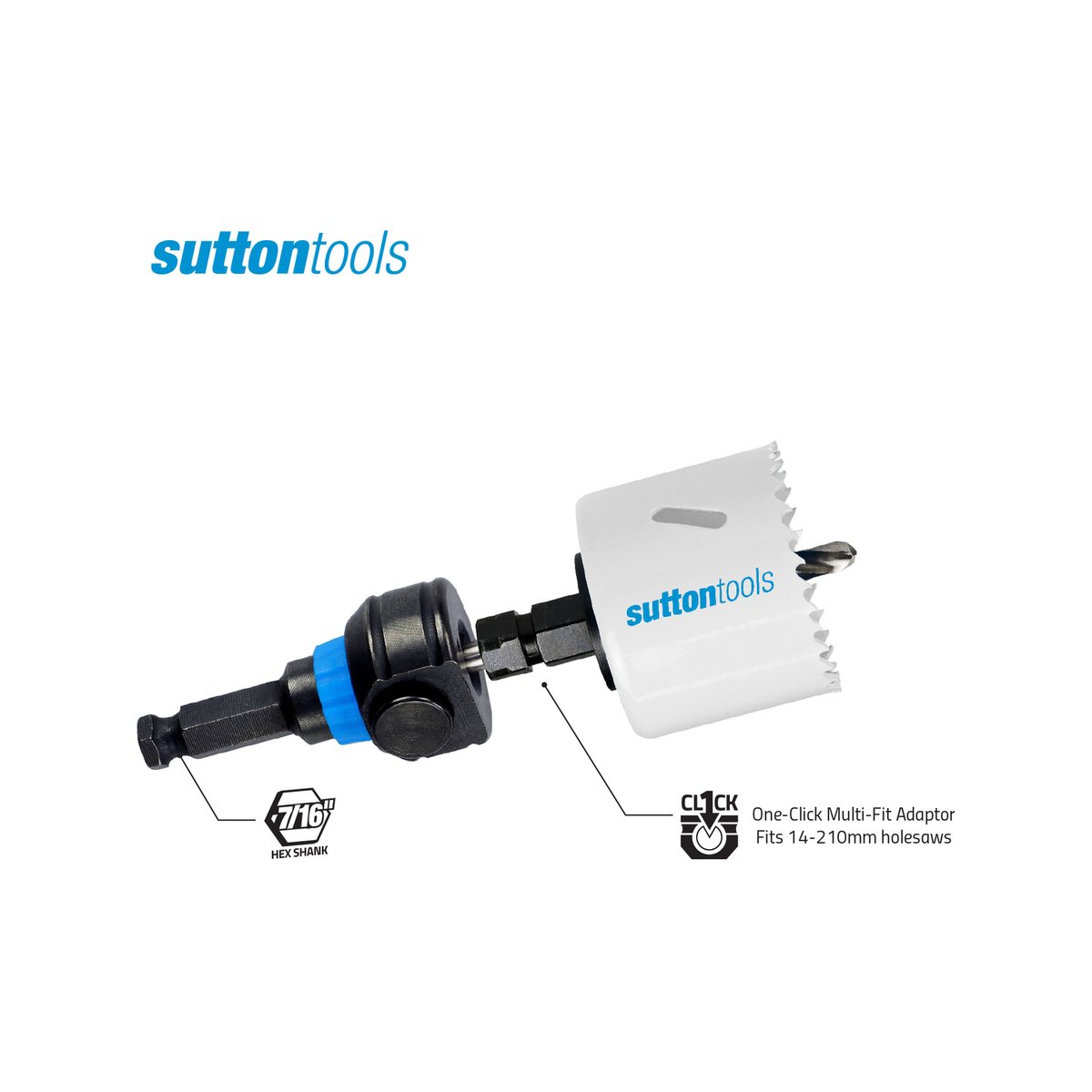 Sutton Tools 7/16" Hex Shank Quick Release Arbor - One Click - Blue