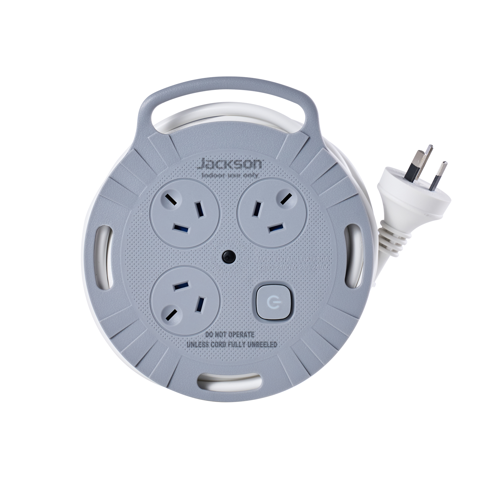 Jackson Rugged 3 Outlet 3m Extension Lead Reel, Indoor 240V 10A with On/Off Switch