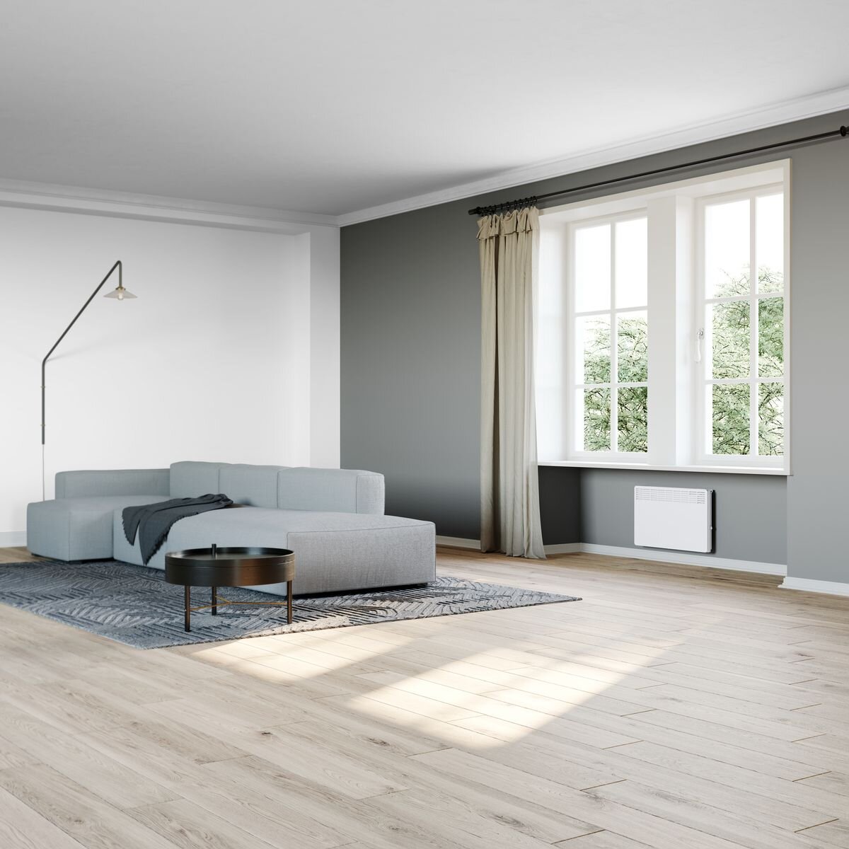Stiebel Eltron CNS 100 Trend M 1kW Convection Heater - Wall Mounted Slimline Panel in White - 202020