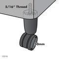 Move It 5/16" Black Thread Bed Leg with Castor, Steel, 50kg Load