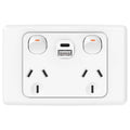 Deta Double Pole Double Power Point with USB A+C - 250V - 10A - 50mm x 74mm x 115mm - SuperSaverAU - view 1