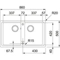 Franke Basis double bowl inset sink 2 x 27L - Fragranite onyx, scratch and stain resistant - BFG620ONYX