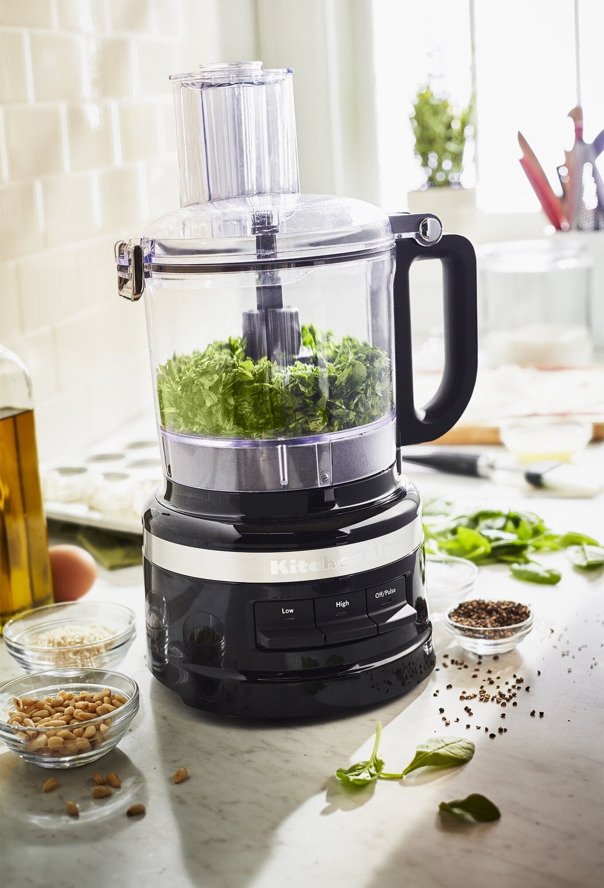 KitchenAid 7 cup food processor - 250W, 3 speeds, LED controls, Onyx black - 5KFP0719AOB