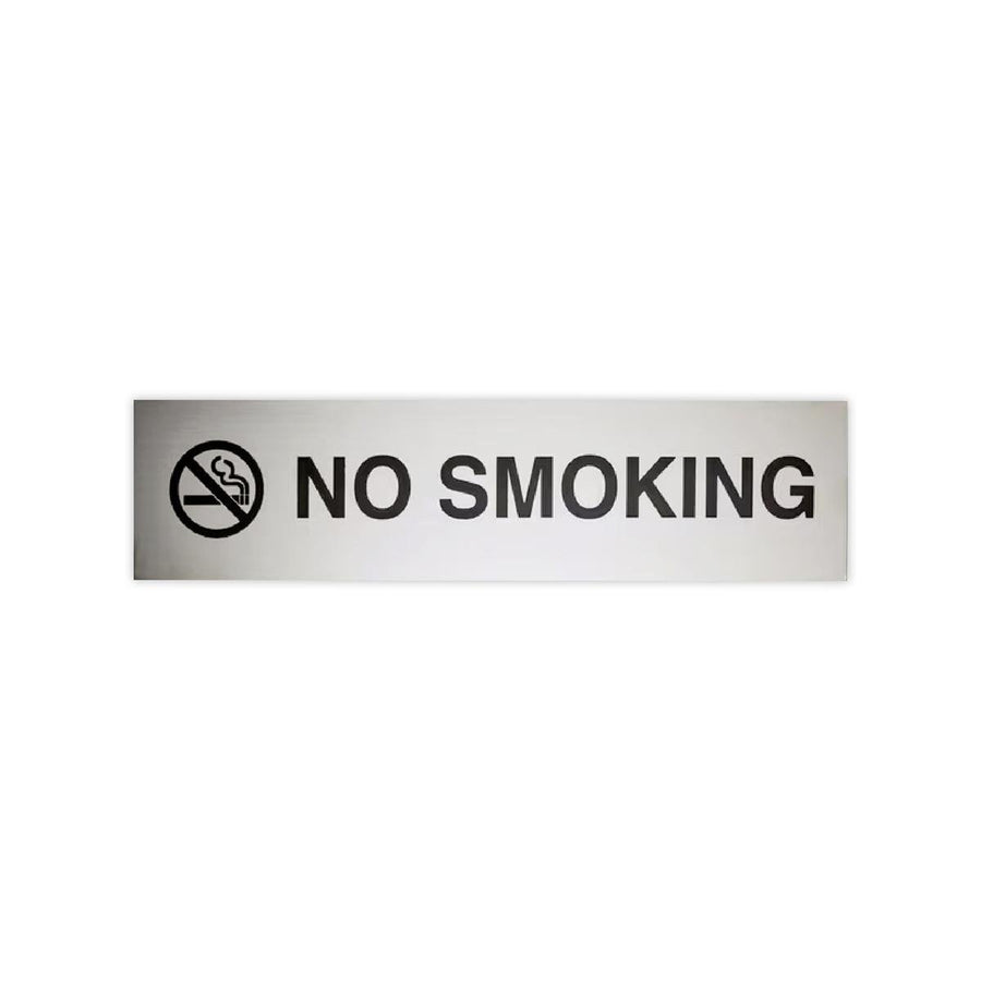Sandleford Stainless Steel No Smoking Sign - 200 x 50mm - Durable - Self-Adhesive - SuperSaverAU - view 1