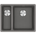 Franke Maris 1 and 1/2 Bowl Left Flush Mount Sink with Extension Drainer - Stone Grey - MRG260SBLSG-FPC