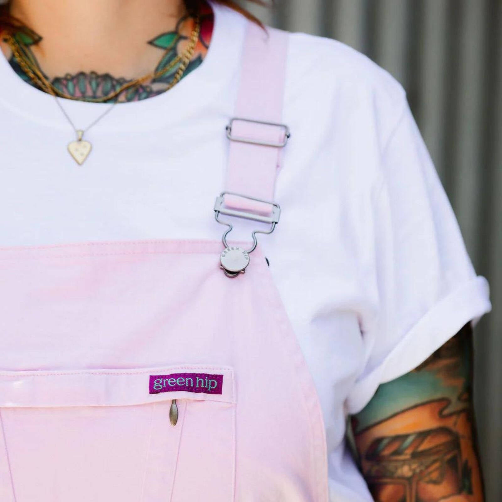 Green Hip All Women Overalls Pink Size 18 Cotton Drill Bib & Brace