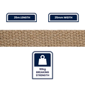 Grunt 25mm x 25m Jute Webbing, Brown, 90kg Break Strength