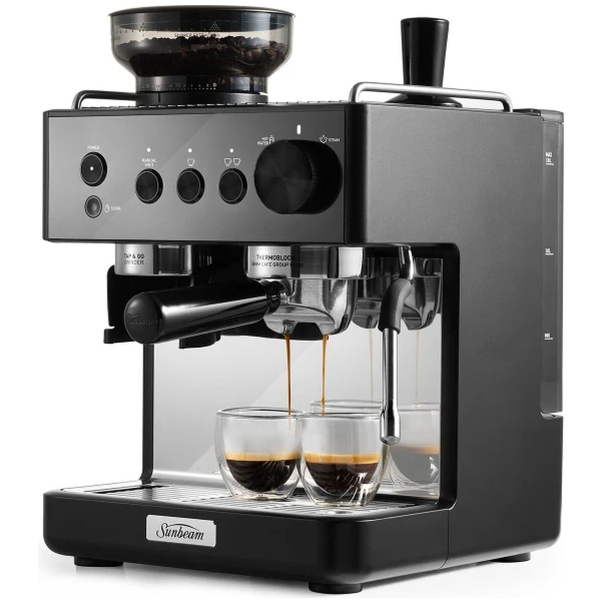 Sunbeam Origins Classic espresso machine 1.5L - Black, built-in burr grinder, auto dosing - EMM5500BK