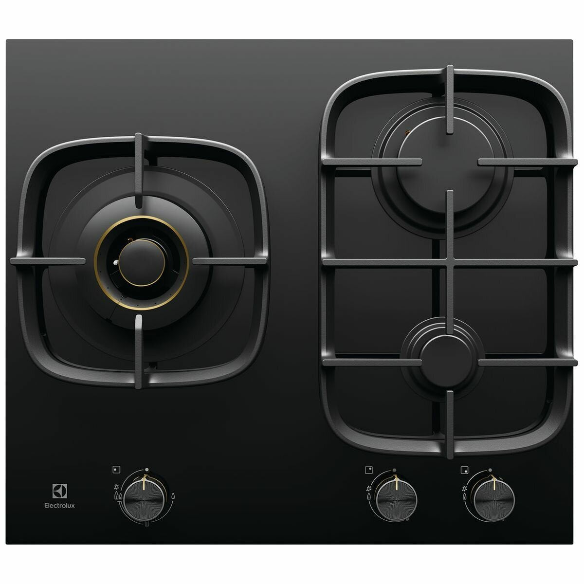 Electrolux 60cm Natural Gas Cooktop - Black Ceramic Glass, Dual Flame Wok Burner, 3 Year Warranty - EHG635BE