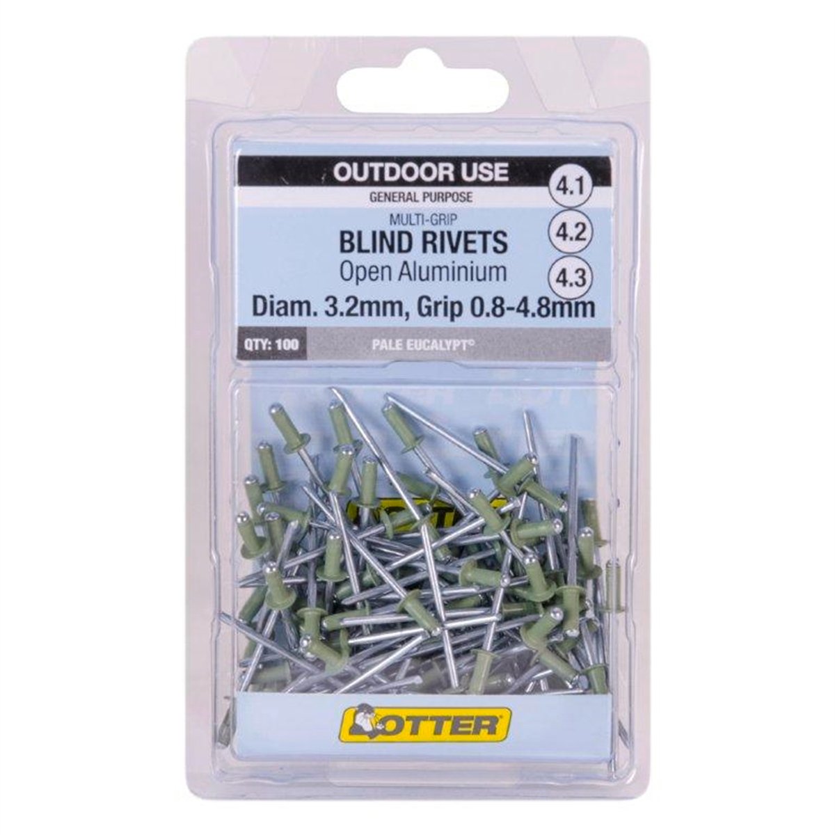 Otter Multi Grip Open Aluminium Blind Rivets 3.2x0.8-4.8mm 100 Pack - SuperSaverAU - view 1