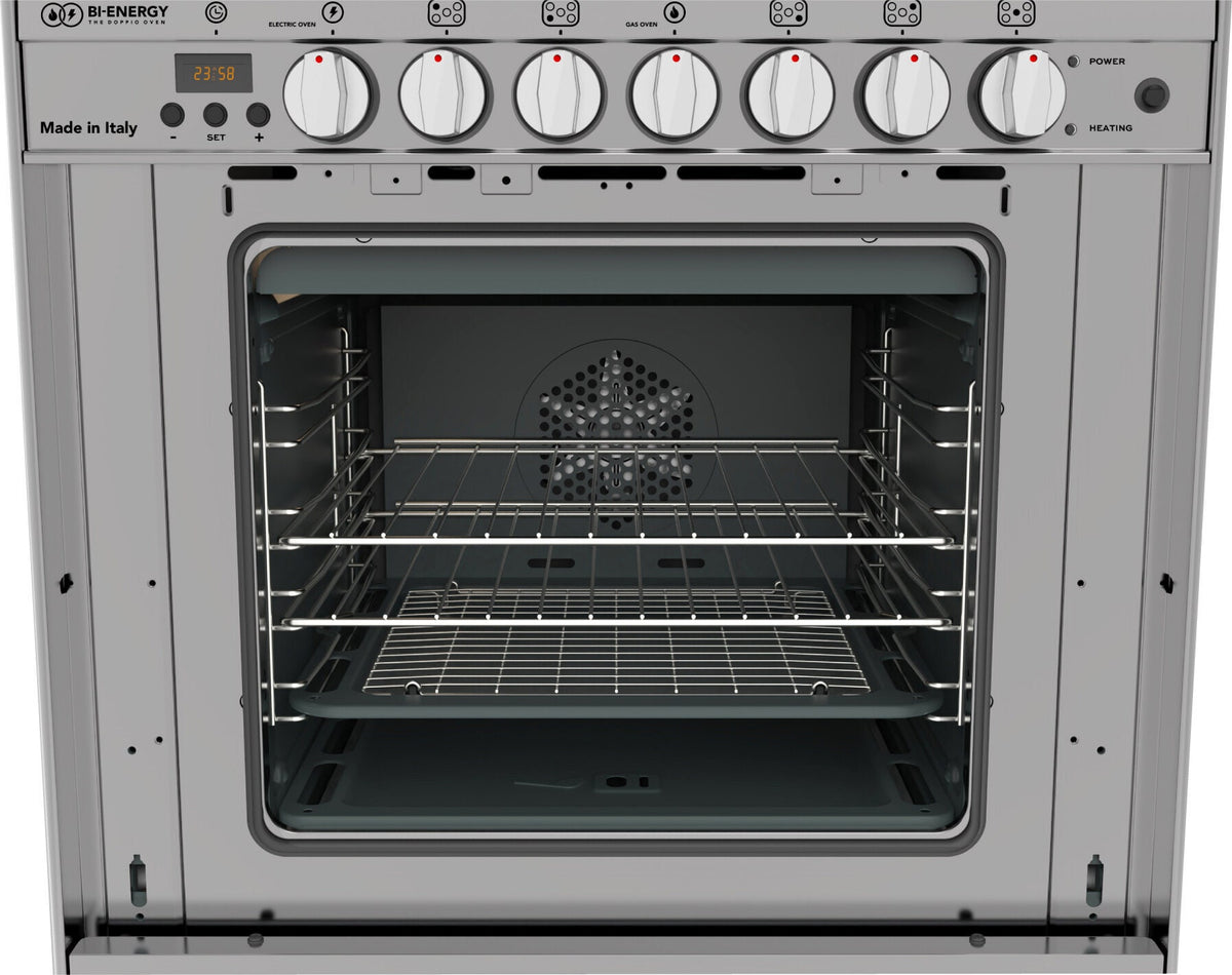 Glem Gas 70cm Bi-Energy Freestanding Oven 67L - Gas or Electric Oven, Wok Burner - GB765DOP