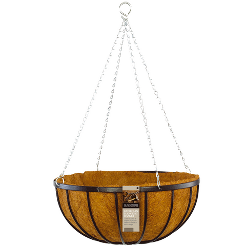 Brunnings 45cm Black Georgian Hanging Basket Coir Metal Durable Design - SuperSaverAU - view 1