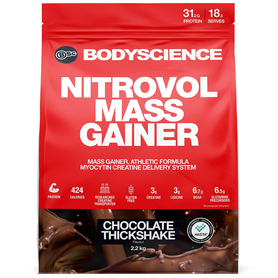 BSc Bodyscience Nitrovol Mass Gainer Chocolate Thickshake 2.2kg - SuperSaverAU - view 1