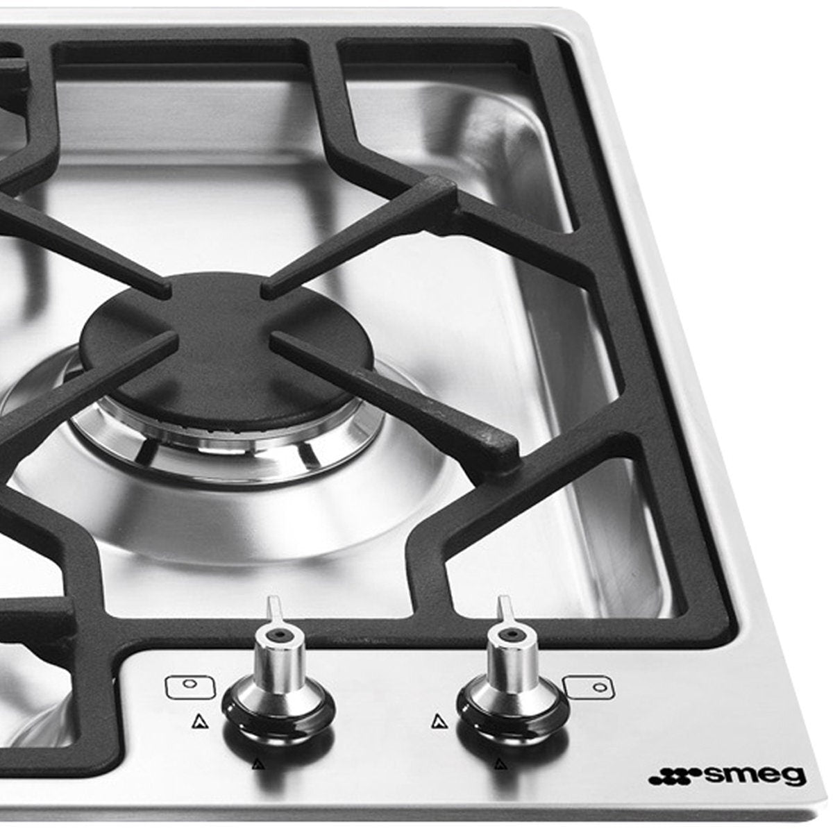 Smeg 60cm 4 Burner Gas Cooktop - Stainless Steel - Ultra-Rapid Wok Burner - Easy Clean Hob - PGA64