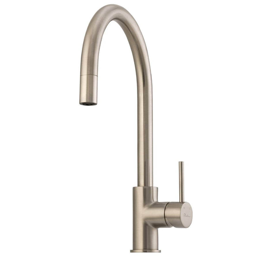 Oliveri Venice pull out gooseneck mixer tap - Brushed Nickel - WELS 5 star - VE520FBN-P