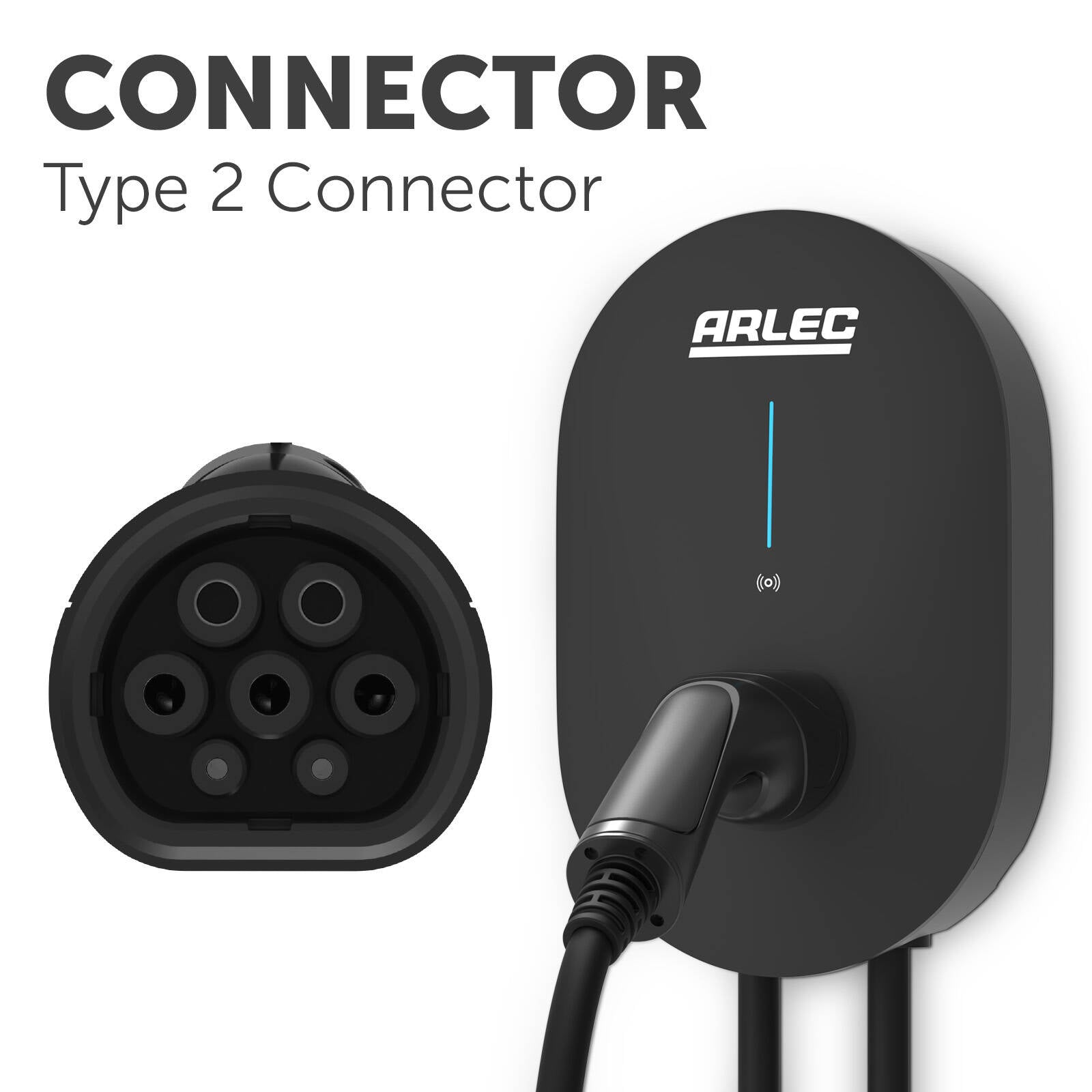Arlec IP55 7kW 32A Single Phase Type 2 EV Charger with 5m Cable EV200S-32W1P