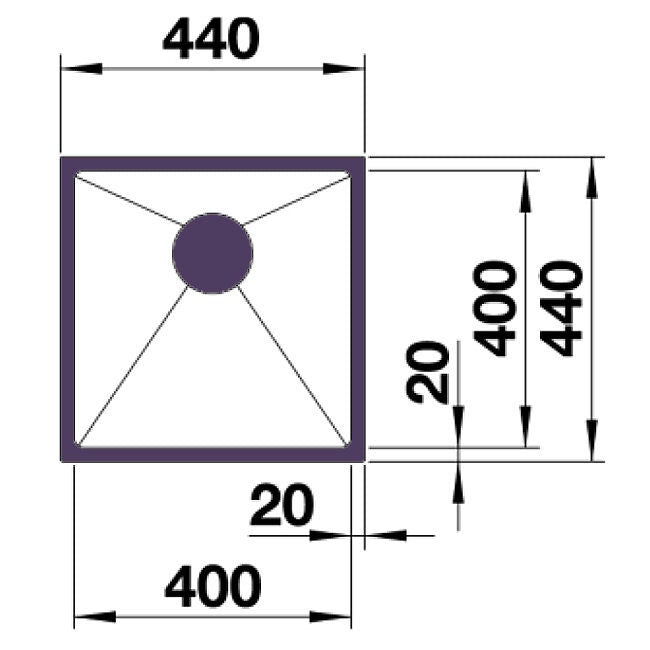 Blanco single bowl undermount sink - 18/10 stainless steel, 32L bowl capacity - QUATR15400IUK5