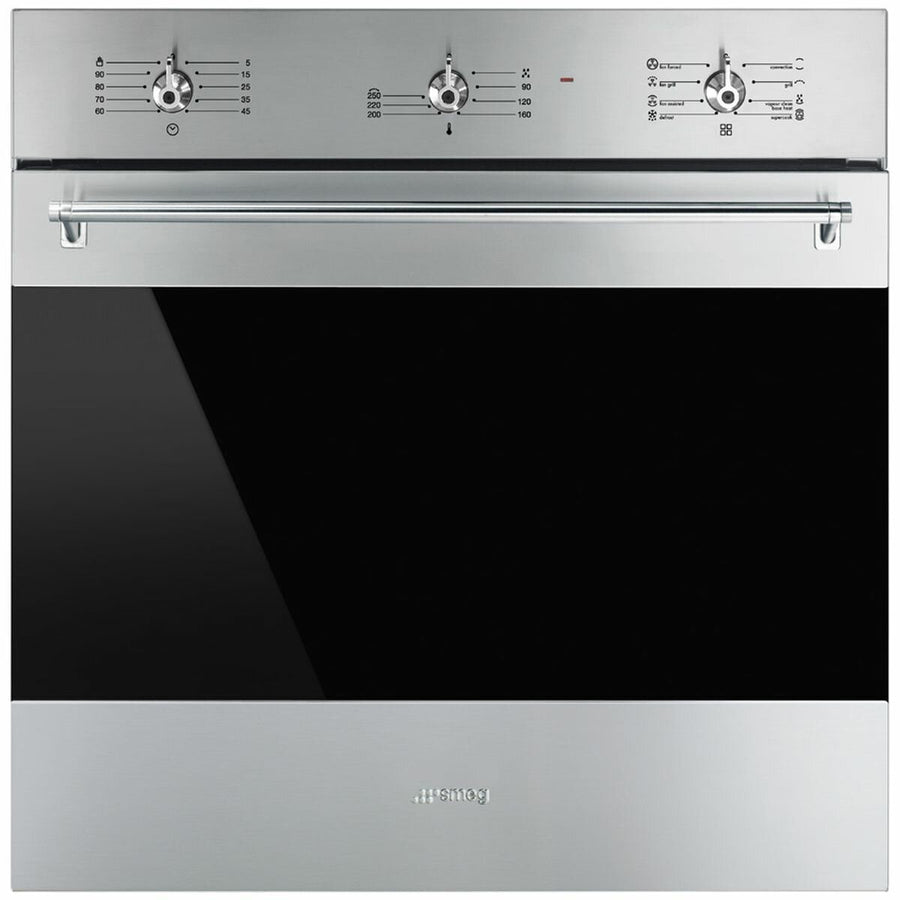 Smeg 60cm Classic Thermoseal built-in oven - 79L, stainless steel, black glass, Vapour Clean - SFA63M3TVX