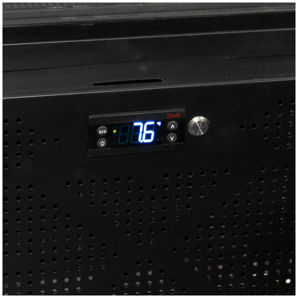 Schmick 398L beverage refrigerator - black, heated glass door, left hinge, single zone - SK422L-B-HD